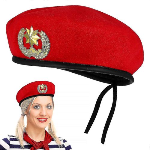 Béret Chapeau Vintage Militaire Béret Huit Pointes Étoile Casquette En Laine Marins Béret Couvre-Chef Pour Fête Danse Spectacle Performance Costume