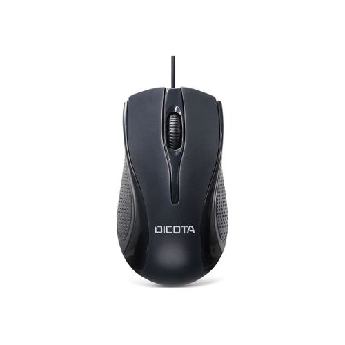 DICOTA - Souris - droitiers et gauchers - laser - 3 boutons - filaire - USB - noir