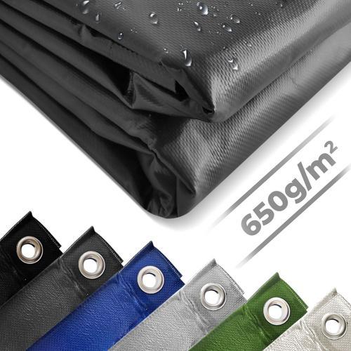 Jago® Bâche de Protection - 3x5m, Imperméable, Polyester Revêtu de PVC 650 g/m², Anthracite - Couverture pour Véhicules, Meubles de Jardin