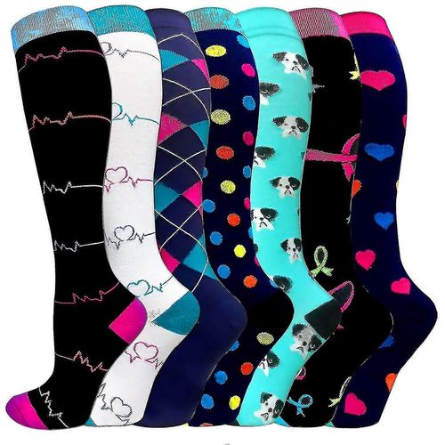 Chaussettes De Compression Femmes Amp; Hommes 20-30mmhg Genoux Chaussettes Hautes - Idéal Pour La Course, Les Soins Infirmiers, La Randonnée, La Récupération Et Le Vol