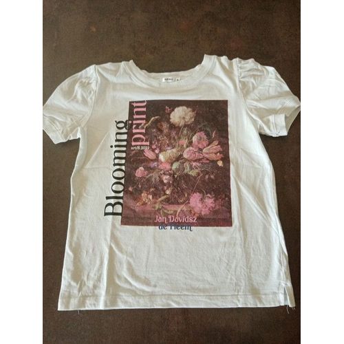 T Shirt Mc Blanc Fleurs Fille Taille S Gemo Très Bon État