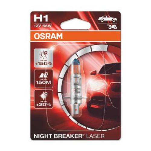 Night Breaker® Laser "Next Generation" - H1 - Jusqu'à 150% De Lumière En Plus, 20% Plus Blanche - Portée Jusqu'à 150m - Blister : 1 - Osram - 64150nl-01b