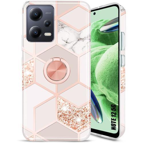 Coque Silicone Pour Xiaomi Redmi Note 12 5g Couleur Rose Antichoc Avec Anneau Support - E.F.Connection