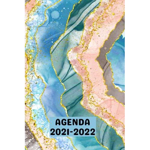 Agenda 2021 2022: Semainier Petit Format (15.24 X 22.86 Cm) , Couverture Souple, Calendrier D'aout 2021 A Dcembre 2022, 1 Semaine Par Page, ... Mensuel, Journalier ( Marbre Multi Couleur )