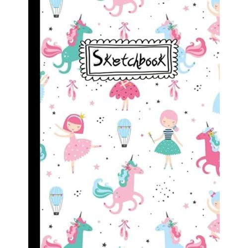 Sketchbook: Cute Ballet Kawaii Sketchbook For Kids +100 Pages Of 8.5x11 Large Blank Paper For Drawing, Sketching & Crayon Coloring Ballet Cat Sketchbook.