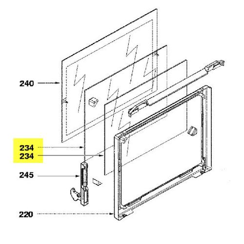 VITRE INTERMEDIAIRE DE PORTE pour FOUR FAGOR - 72X0281