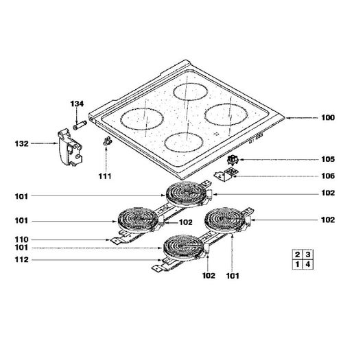DESSUS DE PLAQUE VITROCERAMIQUE pour CUISINIERE BRANDT - 74X3169
