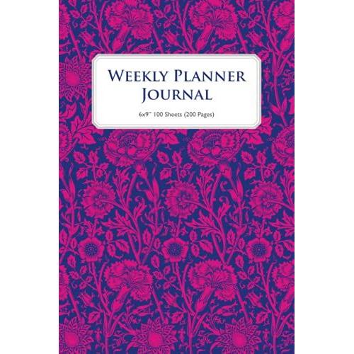 Floral Weekly Planner With To-Do List For Goals, Motivation And Productivity: Art Nouveau Magenta & Blue Weekly Motivation Planner 6x9