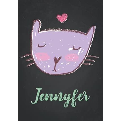 Jennyfer: Carnet De Notes A5 | Prénom Personnalisé Jennyfer | Cadeau D'anniversaire Pour Fille, Femme, Maman, Copine, Sur | Dessin De Chat Mignon | 120 Pages Lignée, Petit Format A5 (14.8 X 21 Cm)