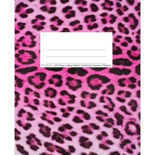 Pink Panther Leopard Wild Jungle Cat Print (7.5" X 9.25" 120-Page College-Ruled) School Composition Notebook Organizer Planner