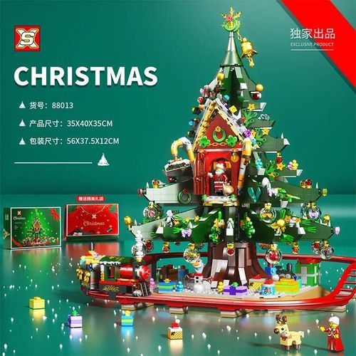 Aucune Boîte - Décennie S De Construction De Voies De Train De Maison D'arbre De Noël, Mini Briques Assemblées, Bonhomme De Neige, Père Noël, Figurine De Puzzle, Jouets Pour Enfants, Cadeaux