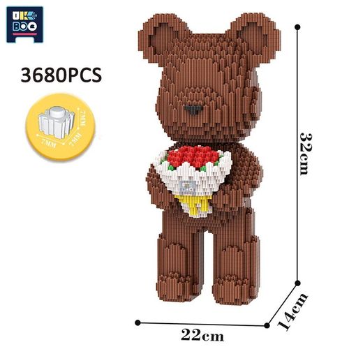 Aucune Boîte - Mini Bouquet De Fleurs Moc 3d, 3680 Pièces, Modèle Ours, Blocs De Construction En Briques, Jouet Pour Enfants, Cadeau, Décoration De La Maison