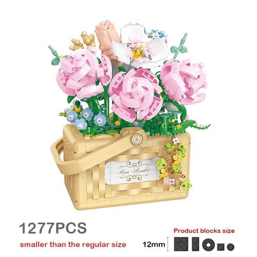 Rose - Ensemble De Panier De Fleurs Pour Garçons, Modèle De Rose De Tournesol Éternel, Cadeau Romantique, Assemblage De Briques De Bricolage, Jouets De Nuit De Construction, Décoration D'intérieur