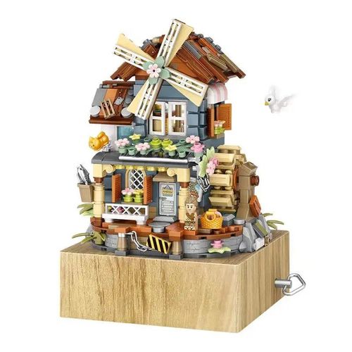 1239 - No Box - Loz ? Boîte À Musique Moulin À Vent Chinois, Mini Blocs De Construction, Jouets Pour Enfants, Briques À Monter Soi-Même, Cadeau Pour Filles, 1239
