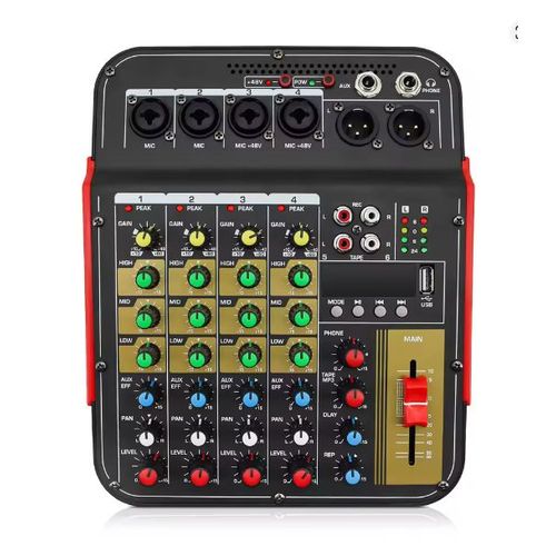 Mélangeur Audio à 6 canaux,USB, processeur Audio de réverbération compatible Bluetooth