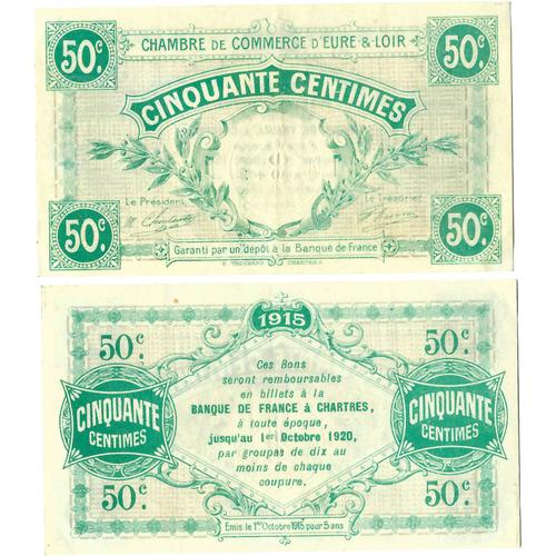 France - Billet - Chambre De Commerce D'eure Et Loir - 50 Centimes - 1915 - Neuf - Jp.045.01 - 15-089