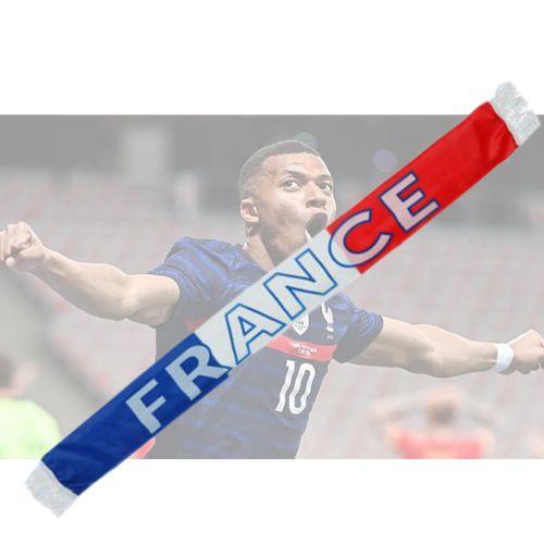 Echarpe Supporter France Foot Rugby Bleu Blanc Rouge Tricolore Frange 130cm