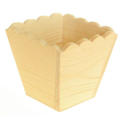 Cache Pot En Bois Bords Ondulés 11 X 11 X 10 Cm - Personnalisable