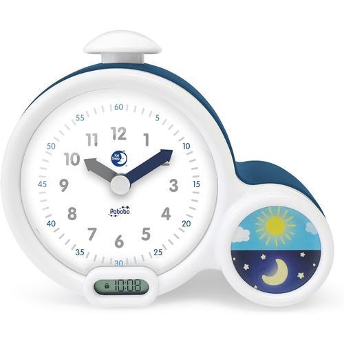 Pabobo x Kid Sleep - Réveil Educatif – Veilleuse - Enfant - Jour/Nuit - Affichage Digital - 3 Alarmes au choix - Fille et Garcon - Secteur ou à Piles - Clock - Bleu