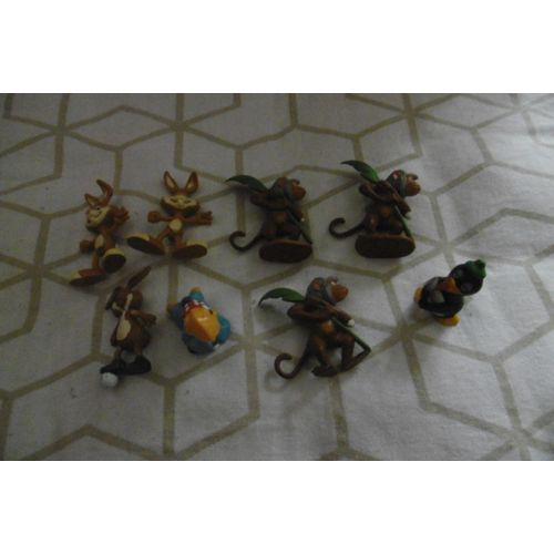 Animaux Caoutchouc Lot De 8 : Singes, Lapins, Pingouin, Perroquet