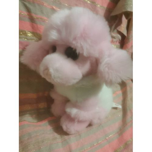 Doudou Peluche Chien Caniche Assis Rose Blanc Paws