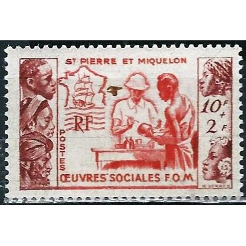Saint Pierre Et Miquelon, Colonie Française 1950, Beau Timbre Yvert 344, Au Profit Des Oeuvres Sociales De La France D'outre-Mer, Neuf*