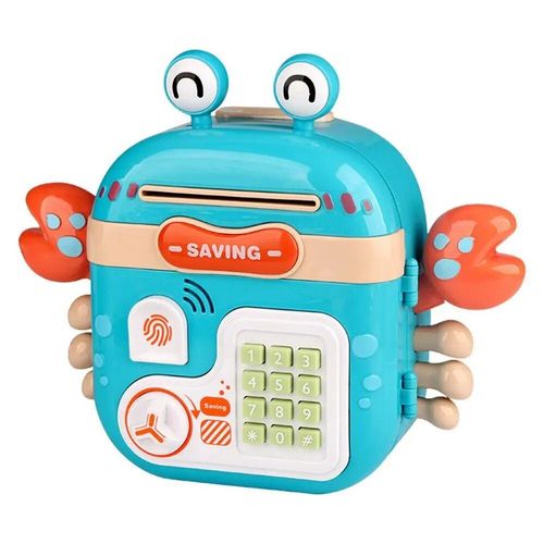 Bleu - Boîte À Pièces De Monnaie Mignonne Pour Enfants, Boîte D'économie D'argent Pour Filles Et Garçons, Crabe De Dessin Animé Avec Lumières Et Musique, Verrouillage Par Code De Mot De Passe