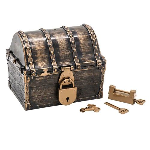 Bronze - Boîte De Rangement En Plastique Pour Enfants, Décoration De Maison, Jouets, Pirate, Trésor, Avec Clés, Bibelot, Organisateur De Bijoux, Ensemble De Jeu