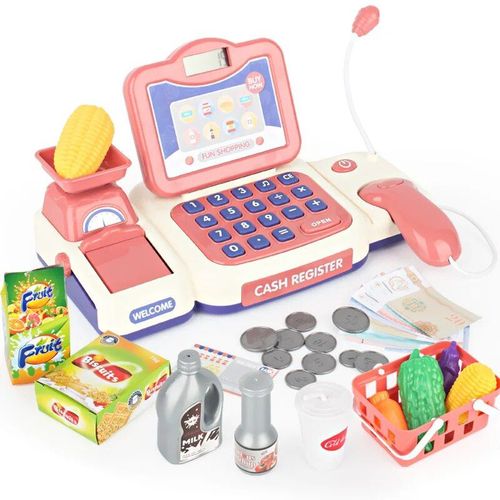Rouge - Caisse Enregistreuse De Simulation Pour Enfants, Ensemble De Jouets De Supermarché Pour Filles, Maison De Jeu, Livraison Directe, Réalisation