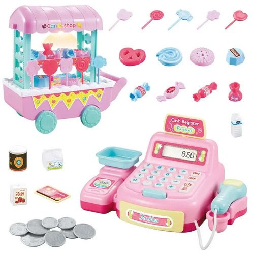 Caisse Enregistreuse, Jouet D'entraînement À La Pensée Logique, Maison De Jeu Avec Camion De Bonbons Et Glaces, Maison De Jeu Électrique Pour Filles, Son Et Lumière