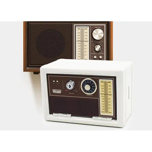 Blanc - Conception De Radio Créative Mini Petite Caisse Tirelire En Acier Inoxydable Serrure De Sécurité Verrouillable En Métal Coffre-Fort Petit Ajustement Pour La Décoration De La Maison