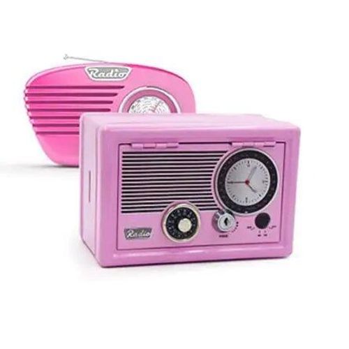 Rose - Conception De Radio Créative Mini Petite Caisse Tirelire En Acier Inoxydable Serrure De Sécurité Verrouillable En Métal Coffre-Fort Petit Ajustement Pour La Décoration De La Maison
