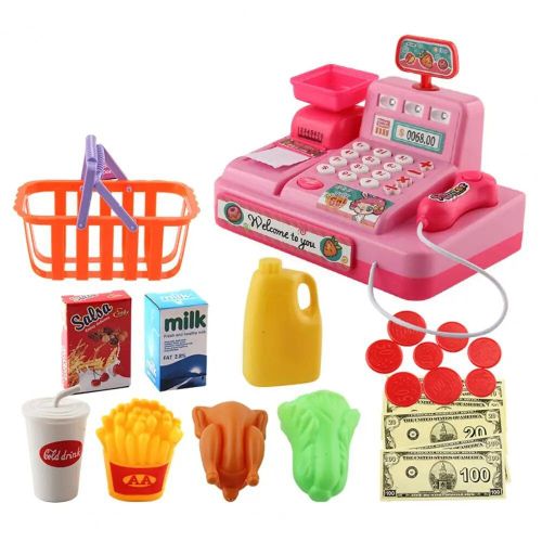 Rose - Ensemble De Jouets De Caisse Utiles, Maison De Jeu Entièrement Équipée, Simulation De Carte, Fonction De Balayage, Cadeau D'anniversaire