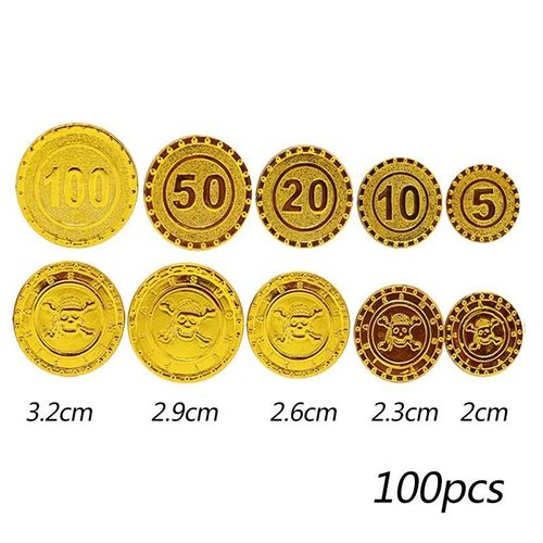 5-100 Mix (Capitaine) - Faux Accessoires De Jeu En Plastique Pirates Gold Coins Pour Enfants, Accessoires De Noël, Accessoires De Sagesse, Cosplay Drôle, Jouets De Jeu, 100 Pièces