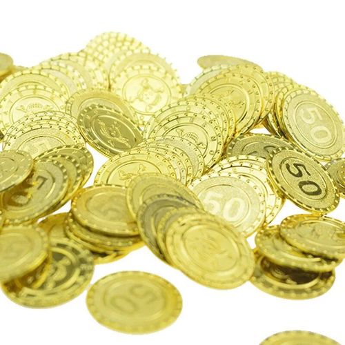 50 (Valeur Nominale) - Faux Accessoires De Jeu En Plastique Pirates Gold Coins Pour Enfants, Accessoires De Noël, Accessoires De Sagesse, Cosplay Drôle, Jouets De Jeu, 100 Pièces