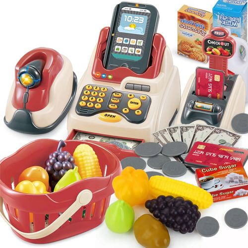 Jeu De Simulation De Guichets Automatiques Pour Enfants, Caisse Enregistreuse, Machine À Cartes De Crédit, Jouets De Maison Pour Enfants, 36 Pièces