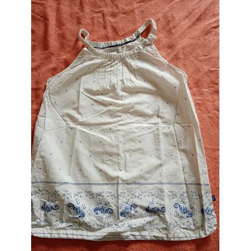 Débardeur Tissu Blanc Hippocampes Bleu 10 Ans Okaidi