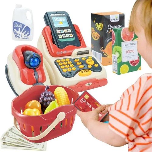 Maison De Jeux Simulée Pour Enfants, Ensemble De Caisse Enregistreuse Avec Scanner, Magasin De Jeux Électroniques, Jouet Stem
