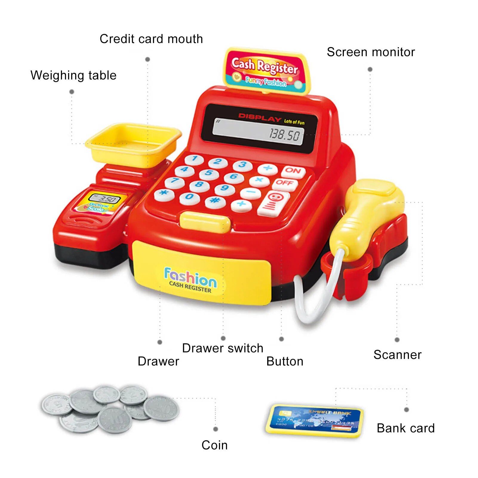 Mini Caisse Enregistreuse Jouet Pour Enfants, Simulation De ... - 2