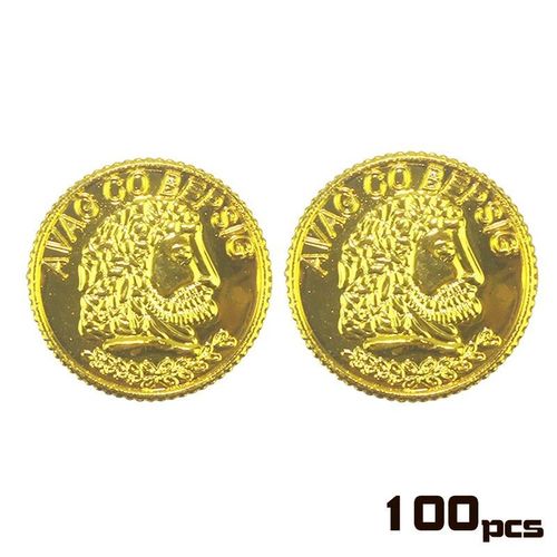 100pcs Coin J - Pièce D'or En Plastique Pour Enfants, Décoration De Cosplay De Fête D'anniversaire, Fournitures De Jeu De Sagesse, Cadeau D'halloween, Jouet Faveur Pour Enfant, 7,5 Pouces, 100 Pièces