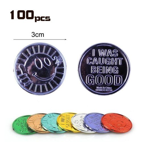 100pcs Coin G - Pièce D'or En Plastique Pour Enfants, Décoration De Cosplay De Fête D'anniversaire, Fournitures De Jeu De Sagesse, Cadeau D'halloween, Jouet Faveur Pour Enfant, 7,5 Pouces, 100 Pièces