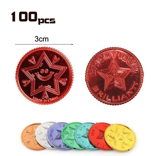 100pcs Pièce F - Pièce D'or En Plastique Pour Enfants, Décoration De Cosplay De Fête D'anniversaire, Fournitures De Jeu De Sagesse, Cadeau D'halloween, Jouet Faveur Pour Enfant, 7,5 Pouces, 100 Pièces