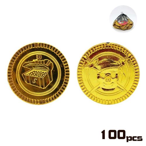100pcs P Coin I - Pièce D'or En Plastique Pour Enfants, Décoration De Cosplay De Fête D'anniversaire, Fournitures De Jeu De Sagesse, Cadeau D'halloween, Jouet Faveur Pour Enfant, 7,5 Pouces, 100 Pièces