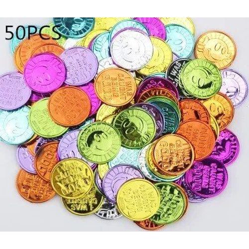 Lucky Coin 50pcs B - Pièces De Monnaie En Plastique Pour Ixd'halloween, Accessoires De Cosplay, Jouets Pour Enfants, 7,5