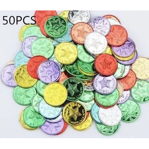 Lucky Coin 50pcs A - Pièces De Monnaie En Plastique Pour Ixd'halloween, Accessoires De Cosplay, Jouets Pour Enfants, 7,5