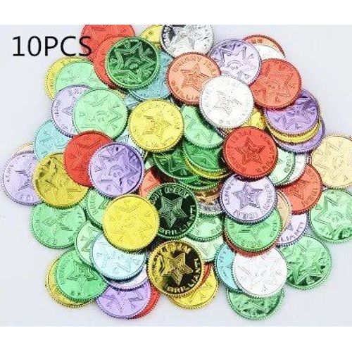 Lucky Coin 10pcs A - Pièces De Monnaie En Plastique Pour Ixd'halloween, Accessoires De Cosplay, Jouets Pour Enfants, 7,5