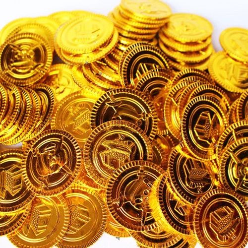 Gold 50 Pcs - Pièces De Monnaie En Plastique Pour Ixd'halloween, Accessoires De Cosplay, Jouets Pour Enfants, 7,5