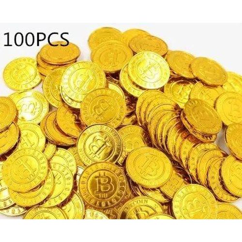 Gold 100 Pcs - Pièces De Monnaie En Plastique Pour Ixd'halloween, Accessoires De Cosplay, Jouets Pour Enfants, 7,5