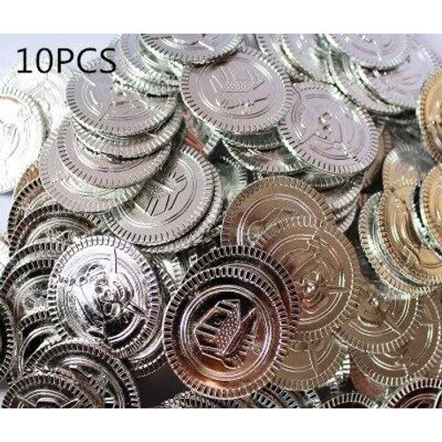 Silver 10 Pcs - Pièces De Monnaie En Plastique Pour Ixd'halloween, Accessoires De Cosplay, Jouets Pour Enfants, 7,5