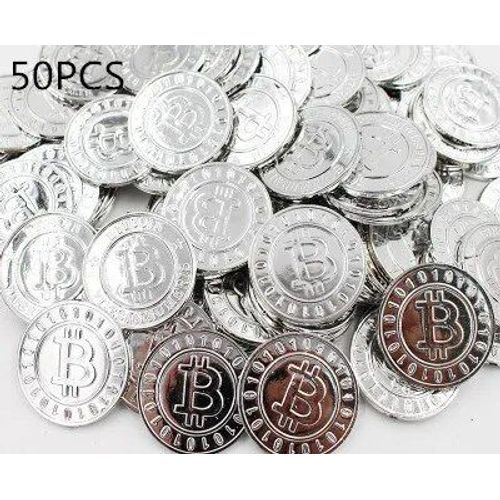 Silver 50 Pcs - Pièces De Monnaie En Plastique Pour Ixd'halloween, Accessoires De Cosplay, Jouets Pour Enfants, 7,5